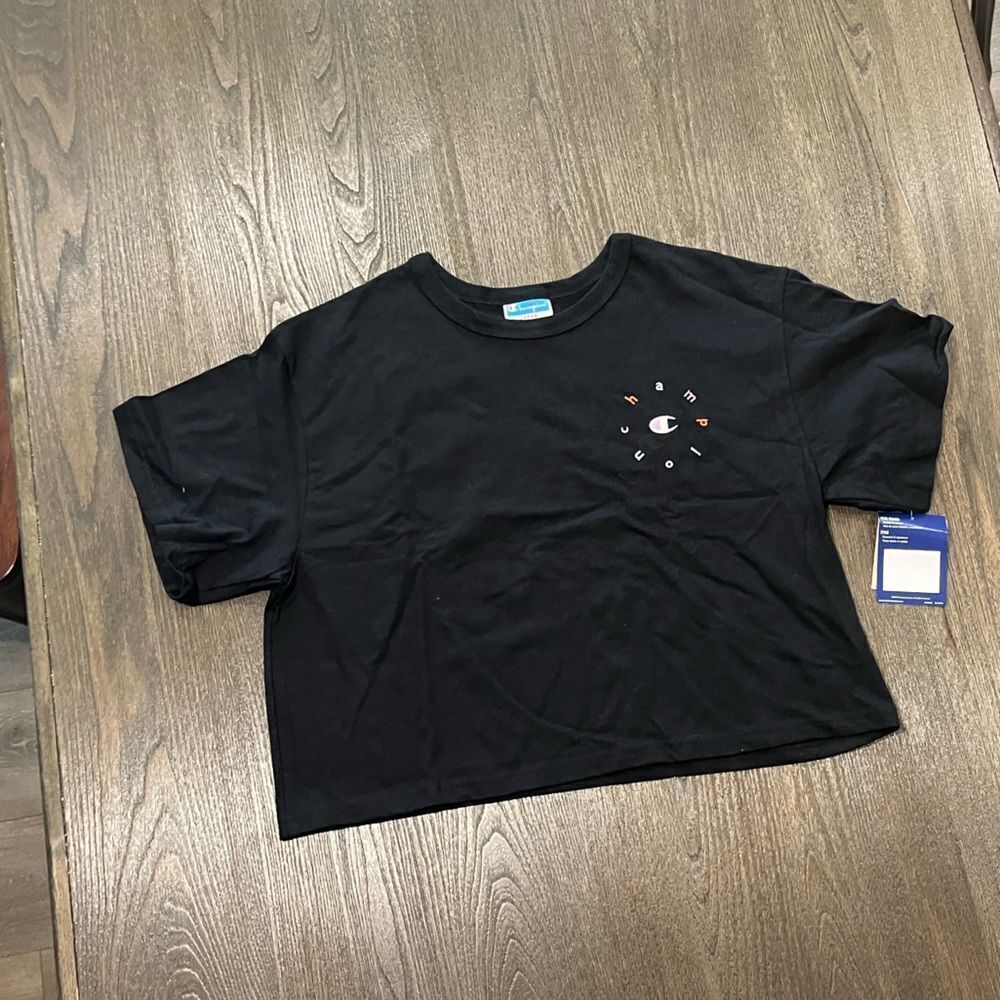 NWT Champion Black Graphic Crop Top - Size L